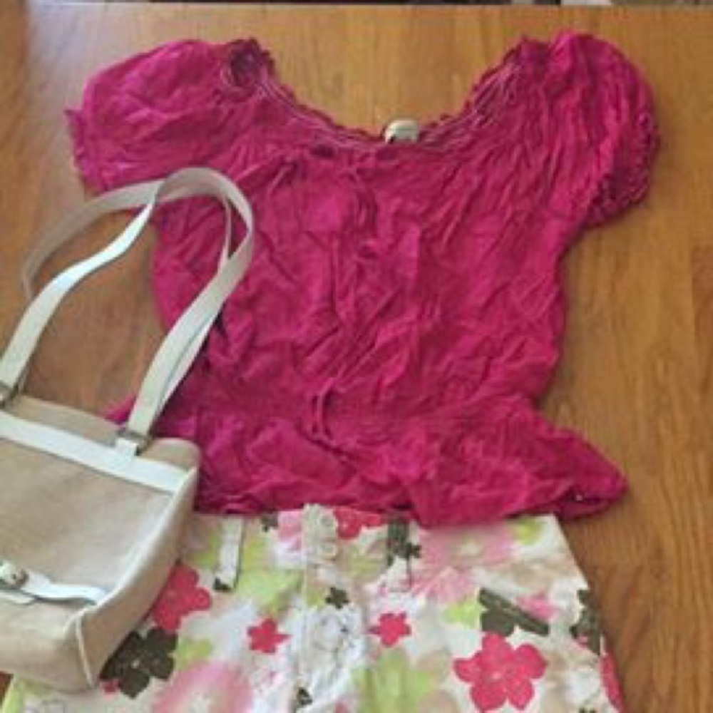 Pink ruffle top